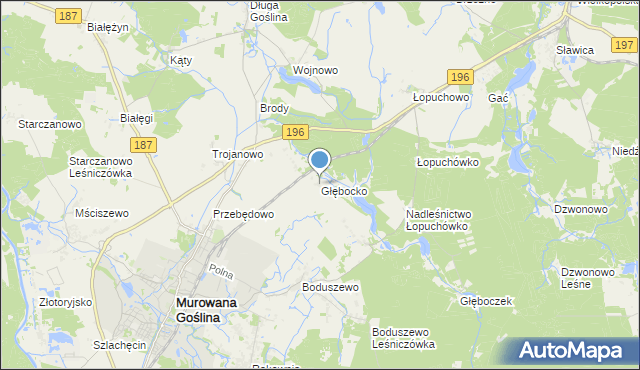 mapa Głębocko, Głębocko gmina Murowana Goślina na mapie Targeo